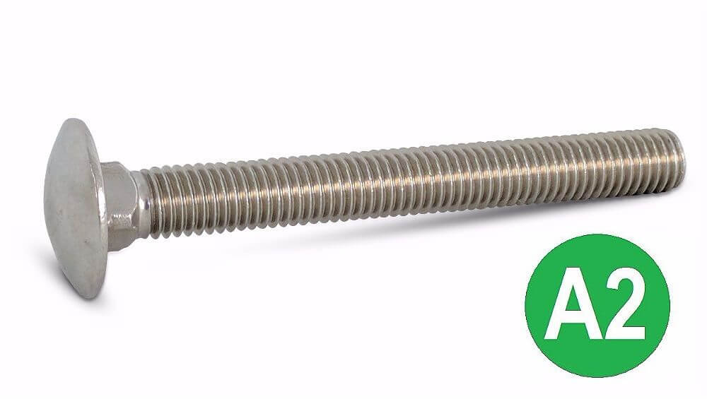 M10x30mm A2 Stainless Coach Bolt DIN 603