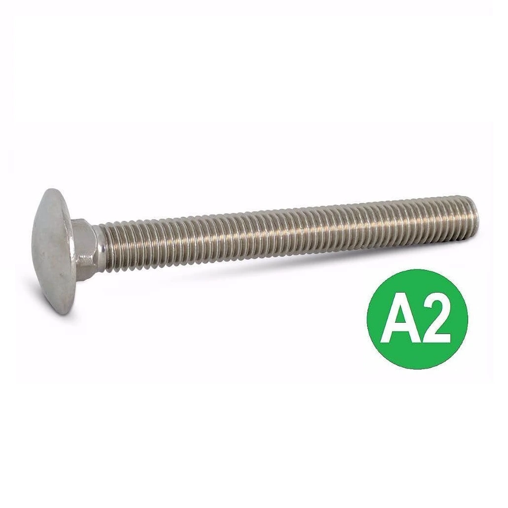 M6 x 120mm A2 (304) Stainless Steel Coach Bolt DIN 603