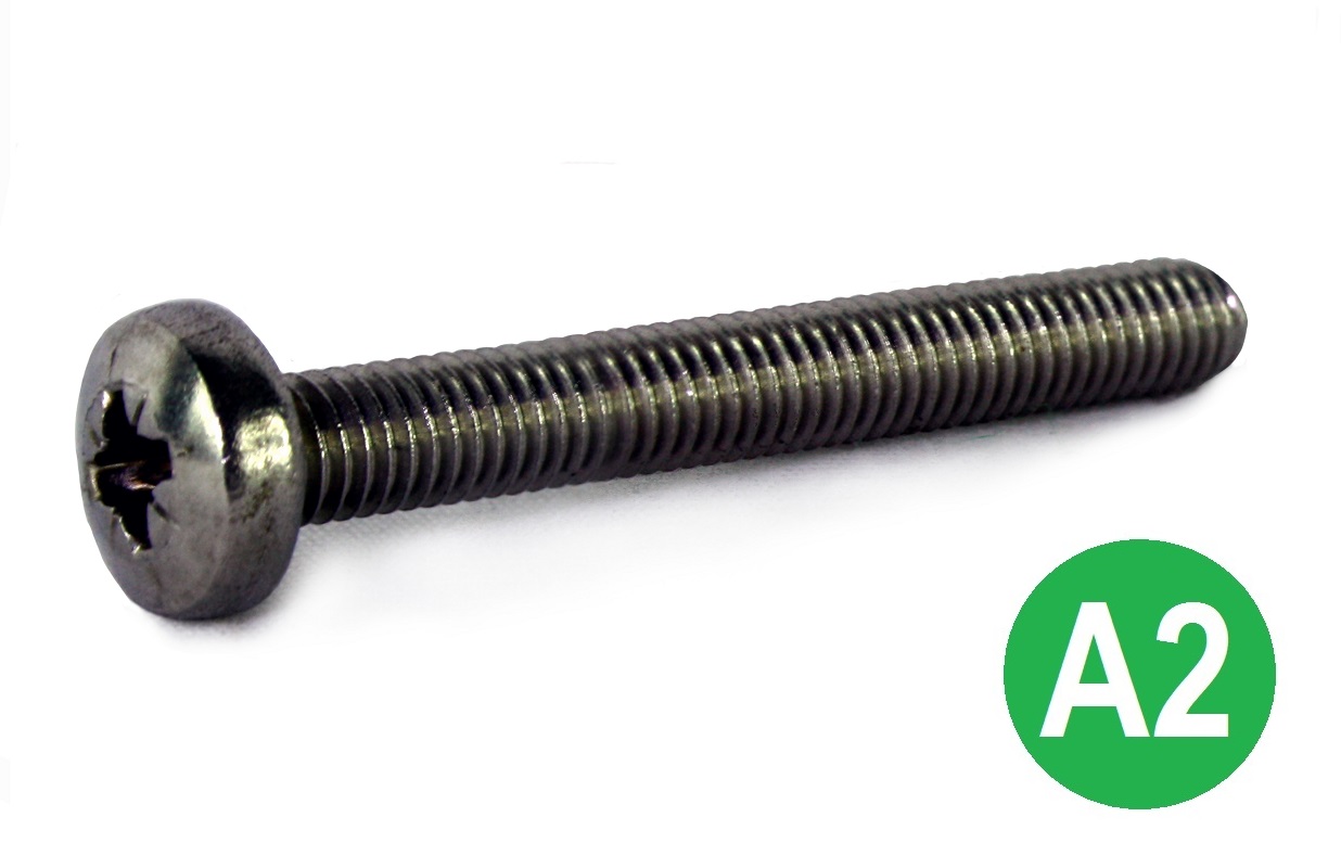 M2.5x12 A2 Pozi Pan Machine Screw DIN 7985