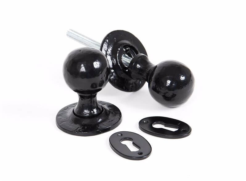 Anvil 33252 Black Round Mortice/Rim Knob Set