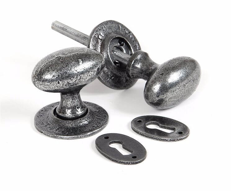 Anvil 33644 Pewter Oval Mortice/Rim Knob Set