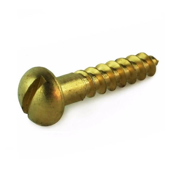 10 x 1 Brass Slot Round Head Wood Screws