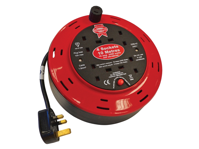 FAITHFULL Cable Reel 230 Volt 10 Metre 10 Amp