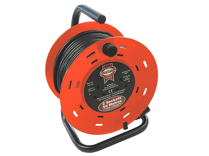 FAITHFULL Cable Reel 50 Metre 13 Amp 230 Volt