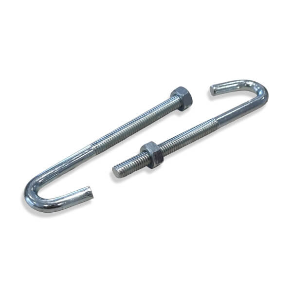 M6x60mm 'J' Hook Bolts + Hexagon Nuts BZP