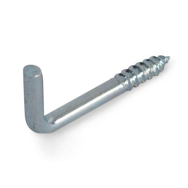 30mm x 3mm Screw-in Square 'L' Hook BZP