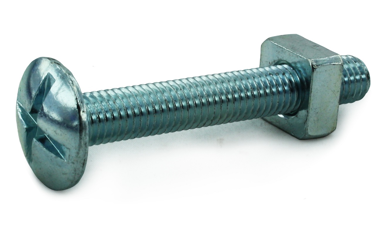 M6x8 Mushroom Head Roofing Bolt + Nut BZP