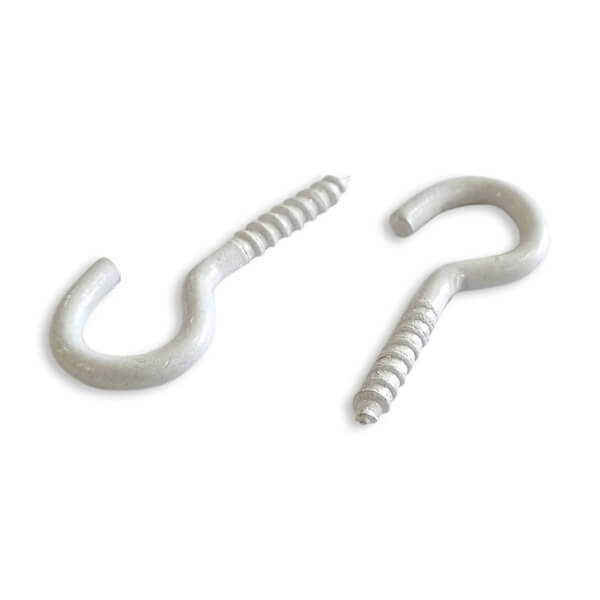 26mm x 3.5mm Open Screw 'Cup' Hook WHITE