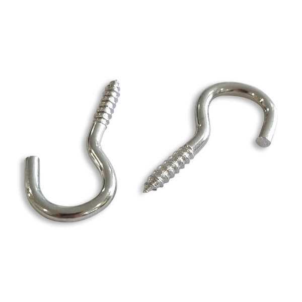 39mm x 4.4mm Open Screw 'Cup' Hook BZP