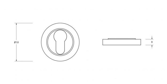 line drawing of from the anvil euro profile escutcheons