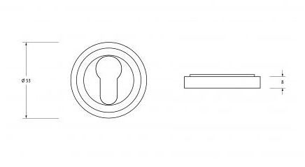 line drawing of from the anvil euro profile escutcheons