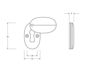 line drawing of from the anvil 91991 aged bronze escutcheon