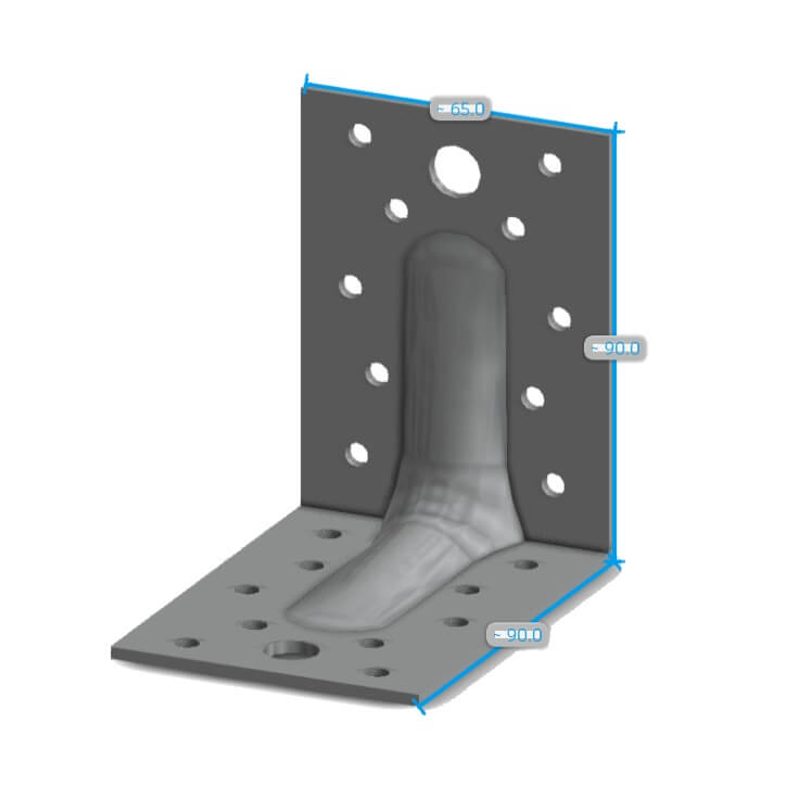 Technical line drawing of Simpson ABR9020S stainless steel angle bracket