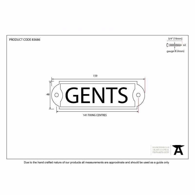 Anvil 83686 Antique Pewter Gents Sign