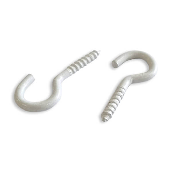 White Painted Steel Screw Cup Hooks 39mm x 4.4mm