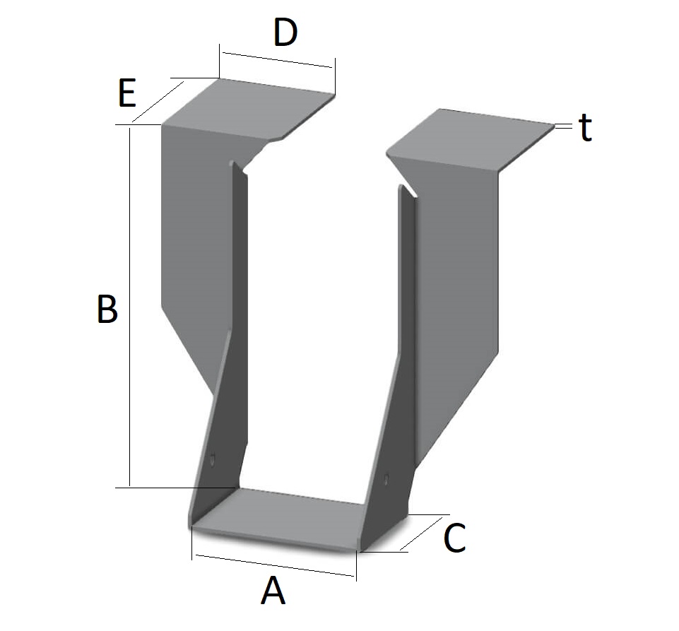 Technical line drawing of Simpson JHM masonry hangers