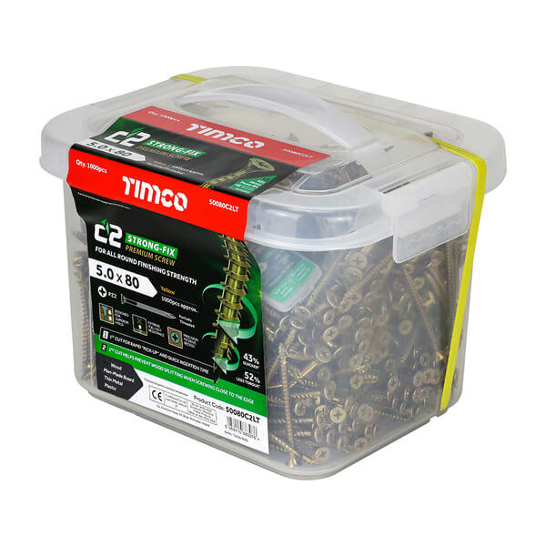 TIMco Classic C2 Screws ZYP 5x80mm (Tub 1000)