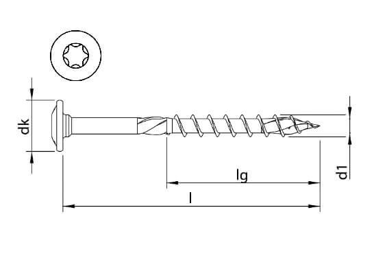 Technical line drawing of TIMCO index wafer head screws