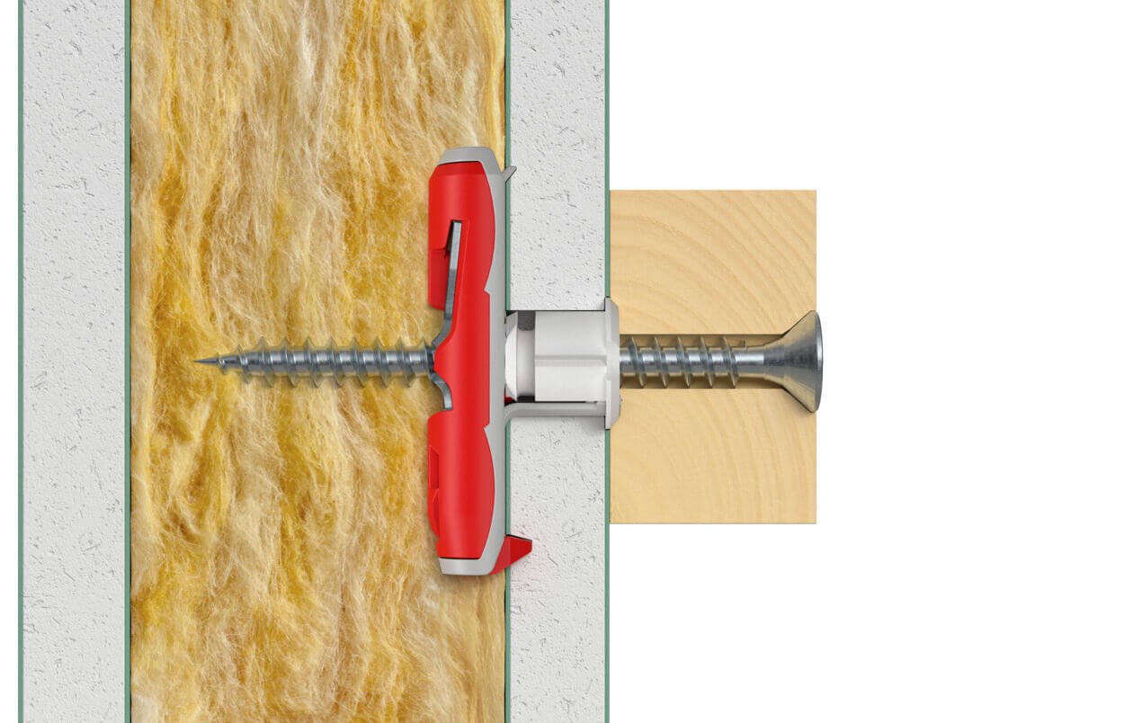 dupower plug installed into a plasterboard cavity wall